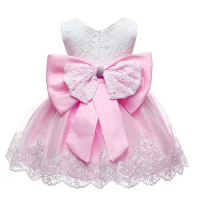 China Wholesale Breathable Cute Party Wear Lace Princess Dresses With Big Bow Cute Princess Girls Dress for sale