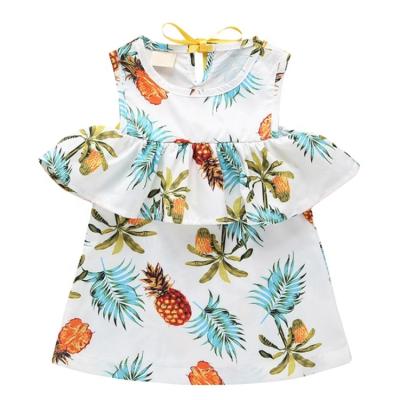 China High Quality Breathable Bow Sleeveless Kind Sundress Floral Print Casual Girls Beach Dress for sale