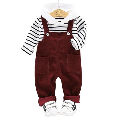 China High Quality Casual Baby Boy Clothing Sets Toddler Kids Straps Pants And Hoodies Set for sale