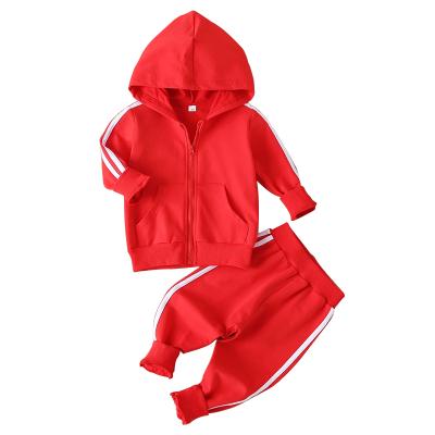 China High quality casual solid color kid's hoodies spring and autumn sports suit kids hoodies set 2pcs for sale