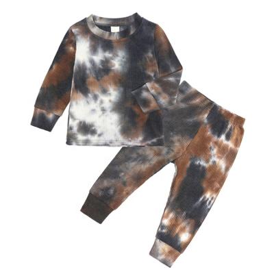 China Customized high quality kids summer casual tie dye spring summer 2 piece casual tracksuit tie dye set for boys for sale