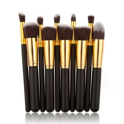 China Angular Blush 10 Pcs Vegan Makeup Brushes Black Beauty Powder Brush Makeup Brush Set for sale