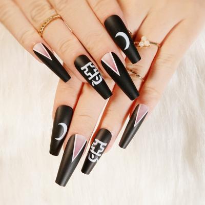 China Easy Apply High Quality Halloween Deluxe Press On Nails Press On Fake Artificial Nail Tips In Box for sale