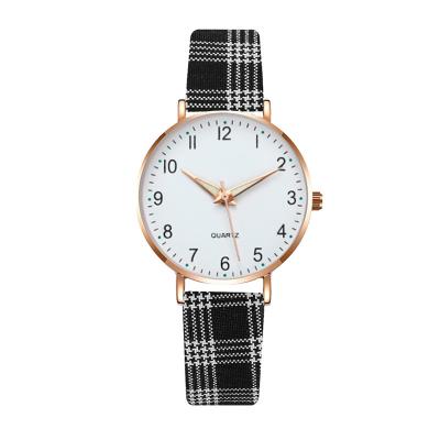 China Non-specific Factory Grid Pattern Chinese Cheap Wholesale Leather Ladies Watch for sale