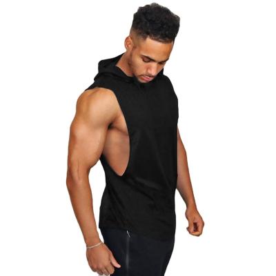 China New Fashion Sleeveless Gym Shirts QUICK DRY Hooded Tank Top Men Fitness Invest Bodybuilding Singlets Workout Solid Tank Top Men for sale