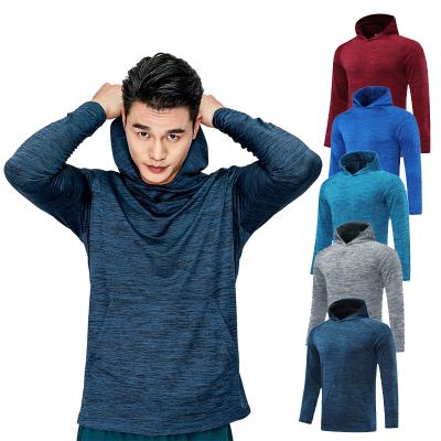 China Anti-pilling Men's Running Fitness Hoodie Gym Football Training Hooded Tight Run Jogging Quick Dry Breathable Sports Clothing for sale