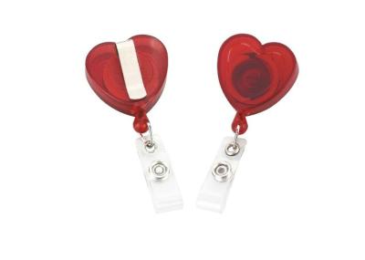 China Adjustable Red Heart shape ABS Retractable ID Badge Reels holder for office 30224 for sale