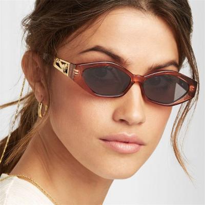 China Cat Eye Sunglasses Acetate Gold Tone Glasses Jumping Glasses Panther Arm Frame Black Small Sun Glasses For Women Men for sale