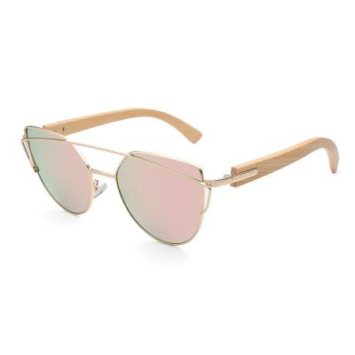 China Fashion Cat Eye Bamboo Metal Frame Cat Eye Bamboo Metal Frame PC UV400 Glasses Brand Designer Sunglasses Women's Sun Glasses Gafas De Sol for sale