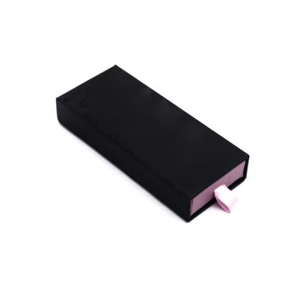 China Empty Drawer Eyelash Slide Recyclable Paper Packaging Box Handmade Paper Black Paper Box for sale