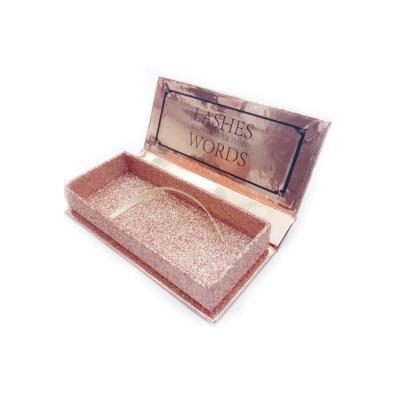 China Hot Selling Luxury Handmade Luxury High End Paper Packaging Pink Rectangle Eyelash Box Holographic Paper for sale