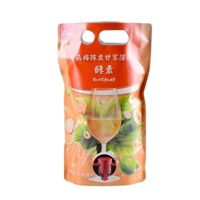 China Factory Price Recyclable Custom Aluminum Foil Plastic Holder Up Red Wine Juice Bag In Box Liquid Spouted Valve for sale