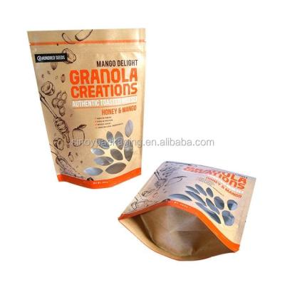 China Recyclable Factory Custom Engraving Printing Brown Craft Paper Zipper Empty Clear Tea Bag for sale