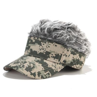 China breathable & Wholesale Big Brim Sunscreen Camouflage Wig Baseball Cap Waterproof Adjustable Fashion Breathable Running Camouflage Hat for sale