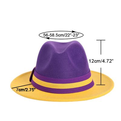 China Autumn Winter New Formal British Style Roll Up Wide Brim Wool Euramerican Hat Classic Two Color Bands For Fedoras for sale