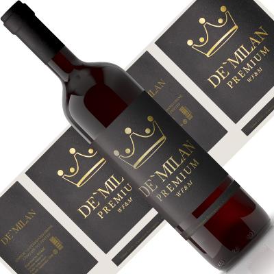 China Waterproof Custom Personalized Adhesive Waterproof Gold Foil Stamping Luxury Red Wine Label Logo Sticker for Wisky for sale