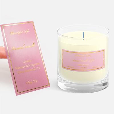 China Waterproof Hot Selling Custom Printing Candle Jar Labels Self Adhesive Gold Foil Hot Stamping Embossed Logo Vinyl Stickers for sale