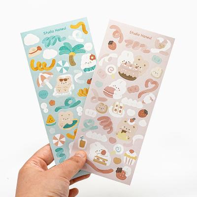 China Custom Full Color Printed Waterproof Vinyl Kiss Cut Adhesive Planner Decorative Cute Cartoon Kawaii Animal Laptop Sticker Sheet for sale