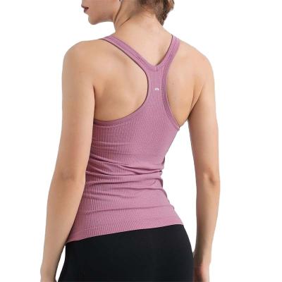 China Breathable Wholesale Custom Hot Sale Outdoor Running Breathable Fitness Sports Tops Women Solid Comfort Women Yoga Tops With Chest Cushion for sale