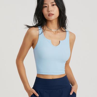 China Breathable Custom Hot Selling Thread Knitting Breathable Comfort Fitness Tank Tops For Women Sweat Wicking Sexy Yoga Clothing Tops for sale