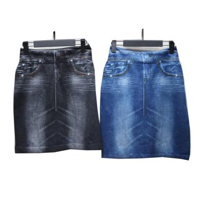 China Breathable Factory Price Trendy Denim Printed Women Buttock Wrap Short Skirts High Quality Elastic Women Skirts Customizable for sale