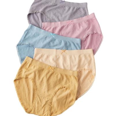 China Anti-Bacterial 2023 Trendy Colorful Square Grid Knit Breathable Average Size Women Underwear Panties Sexy Lace Hemmed Girls Underwears for sale