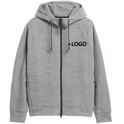 China Manufacturers logo plain cotton French Terry custom front anti-pilling full zip up oversized unisex hoodies for men for sale