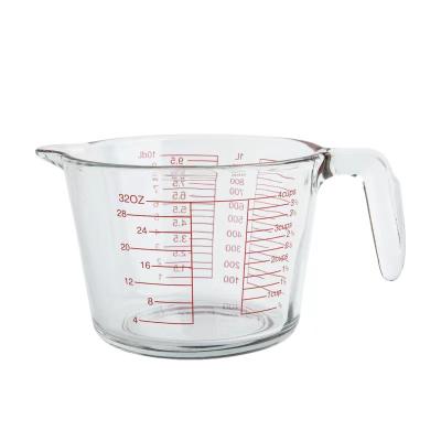 China 350ml 500ml 1000ml Pyrex Drinking Glass Stocked Measuring Cup for sale