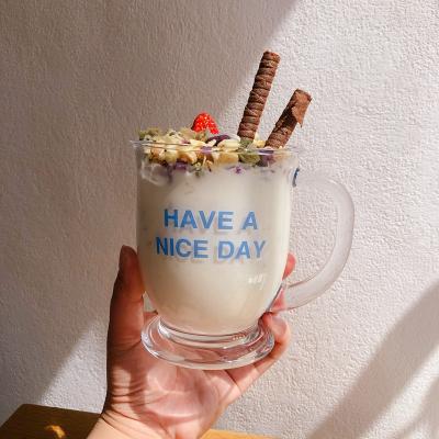 China Wholesale Custom Viable Cream Cup Logo Design Ice Cream Glass Mug for sale