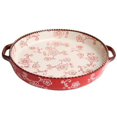 China Viable Nordic household ceramic tableware, simple vegetable salad binaural cooking bowl, baking tray for baked rice for sale