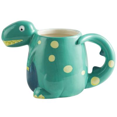 China Long Neck Viable Dinosaur Ceramic Cute Dinosaur 3D Tea Cups Porcelain Creative Mug for sale