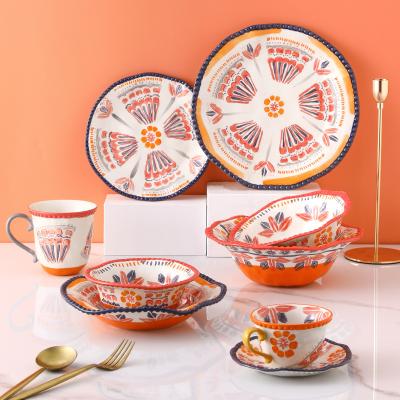 China Sustainable Luxury Home Dinnerware Salad Printing Dinner Sets Custom Wedding Plates Chinese Porcelain Ceramic Dinnerware Sets Dinnerware for sale