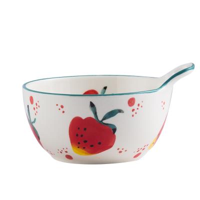 China Sustainable Customizable Hand Painted With Factory Price Oatmeal Bowl With Handle for sale