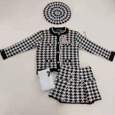 China Sweet Girls Clothing Sets Spring And Winter Thick Long Sleeve Coat Skirt Above Knee Girls Dresses FG21011 for sale