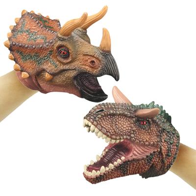 China PVC Tyrannosaurus Rex Animals and Dinosaur Toy Set, Cute Rubber Ornithomimus Carnotaurus Triceratops Dinosaur Hand Puppet Toys for sale