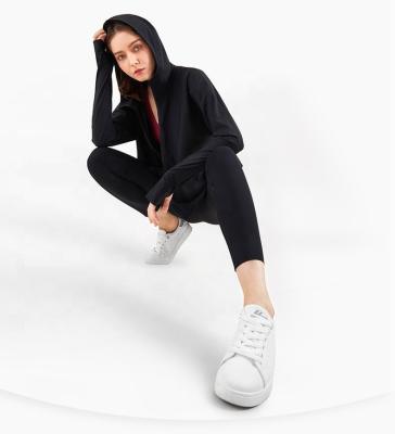 China Breathable Women Loose Yoga Long Sleeve Custom Hoodies Full Zip- Shaping Outdoor Jackets Tops Gym Wear for sale