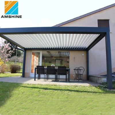 China Easily Assembled Garden Aluminum Louvered Pergola Roof Modern Design Waterproof Patio Gazebo for sale