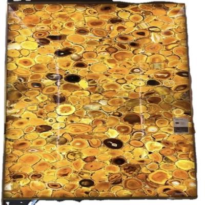 China Modern Luxury Large Translucent Semi-precious Gemstone Wall Stone Multicolor Blue Agate Plate for sale