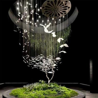 China Modern Luxury Indoor Decoration Hotel Lobby Theatre Wedding Custom Hanging Light LED Glass Ceiling Chandelier Lamp for sale