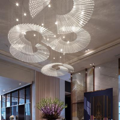 China Modern Professional Design Indoor Decoration Hotel Lobby Custom Large Hanging LED Chandelier Lamp for sale