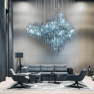 China Modern Contemporary Style Indoor Decoration Salon Hotel Lobby Villa Glass LED Modern Chandelier Light for sale