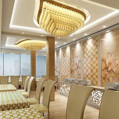 China Modern Luxury Design Custom Porject Indoor Decoration Banquet Hall Lobby Golden LED Ceiling Chandelier for sale