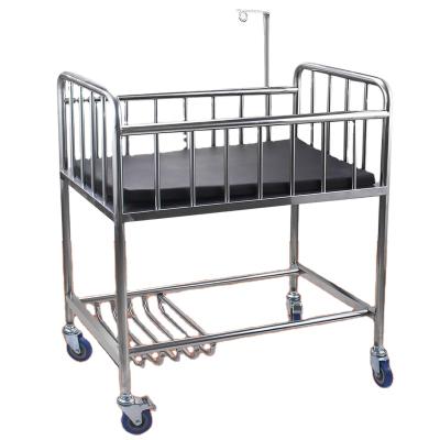 China Hot Sale Durable+adjustable+Mobile Stainless Steel Hospital Infant Nursing Crib Hutch With Wheels for sale