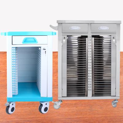 China Durable Hot Sale Stainless Steel Hospital Patient Record Disc Trolley With Drawer for sale