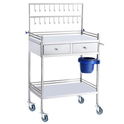 China Durable Medical Manufacture Stainless Steel Infusion IV Stand Cart With Drawer for sale