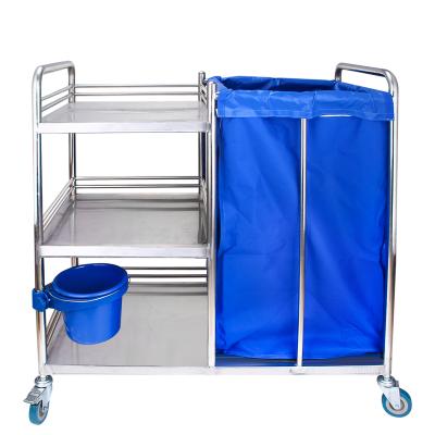 China Modern Low Price Stainless Steel Medical Waste Cleaning Trolley For Hospital for sale