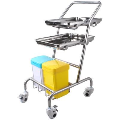 China Eco - Friendly Stainless Steel Medical Surgical Instrument Tray Trolley With Waste Bucket for sale