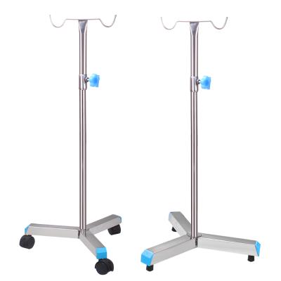 China Height Adjustable Medical Stainless Steel IV Pole IV Infusion Stand With 4 Hooks for sale