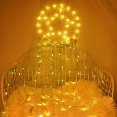 China Hot White Led Plastic+Copper Wire+LED Christmas Tree Decoration Star Pentagon Waterfall Light For Indoor Outdoor for sale