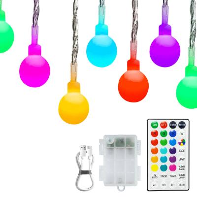 China Globe String Light Battery Operated Hanging Lights Color Changing White RGB Ball LED Globe String Lights for Bedroom Camping Party Patio Decor for sale